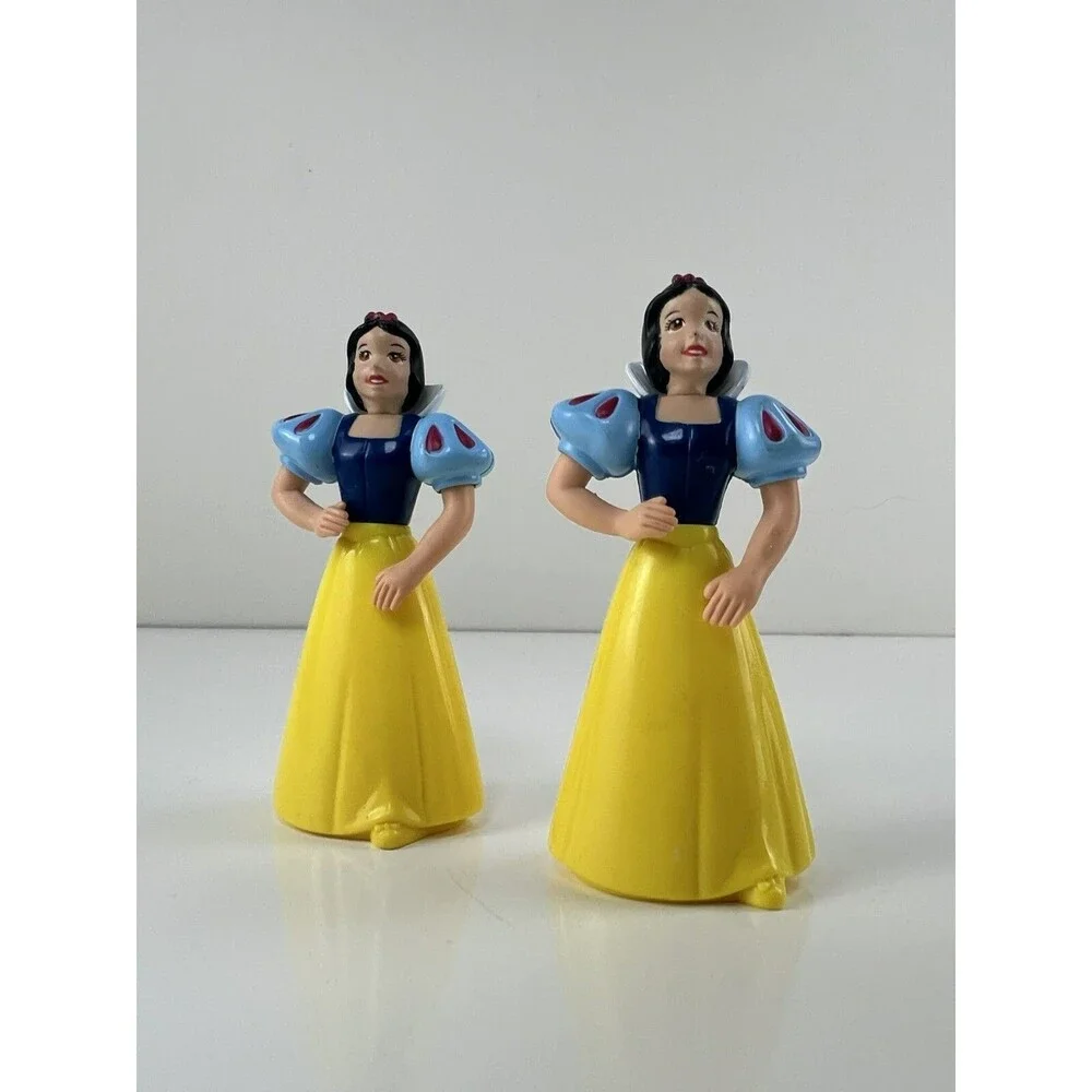 2 Disney Snow White 3.5” Plastic PVC Figurine Cake Topper Action Figure Toy Gift